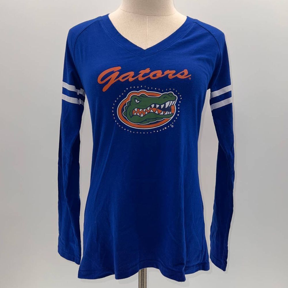 Sideline Apparel Blue Florida Gators V-Neck Long Sleeve T-Shirt- M